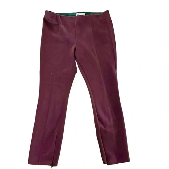 Anthropologie faux suede leggings Maroon Burgundy Ankle zip Size 32 Pull on - Picture 2 of 11